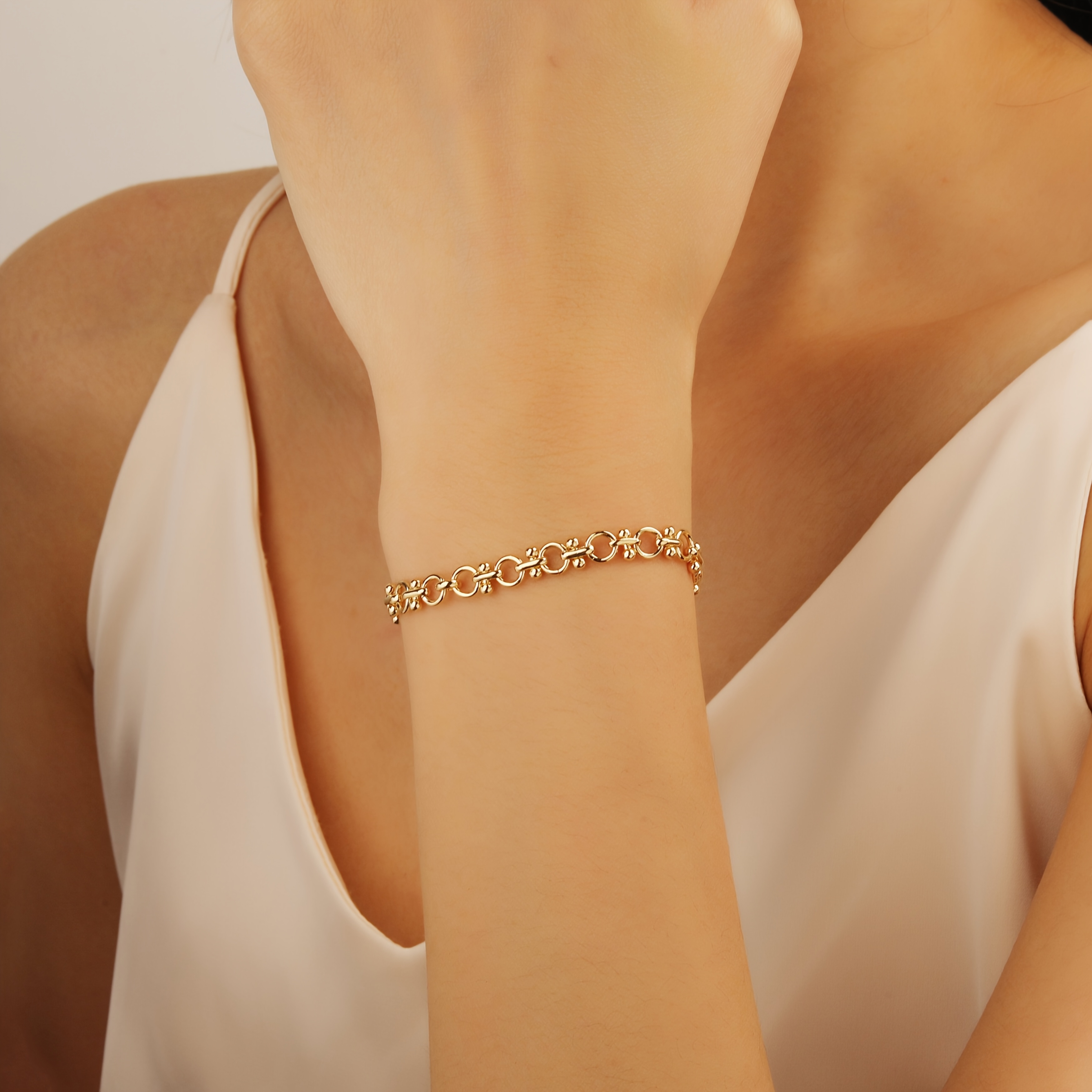 Women's 18K Gold Plated Geometric Woven Whip Bracelet